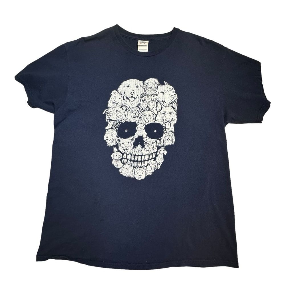 Delta Dog Skull Women's Navy Short Sleeve Preshrunk Cotton T-Shirt Size Large